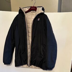 K-Way black and Cream reversible Puffer Jacket